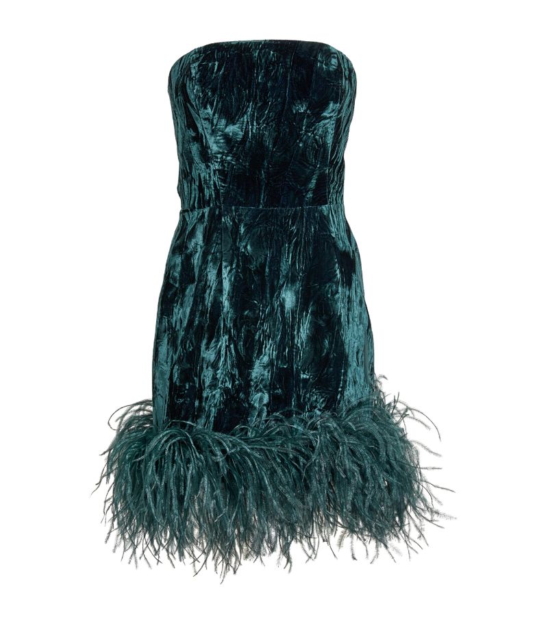 16Arlington Feather-Trim Minelli Bustier Dress