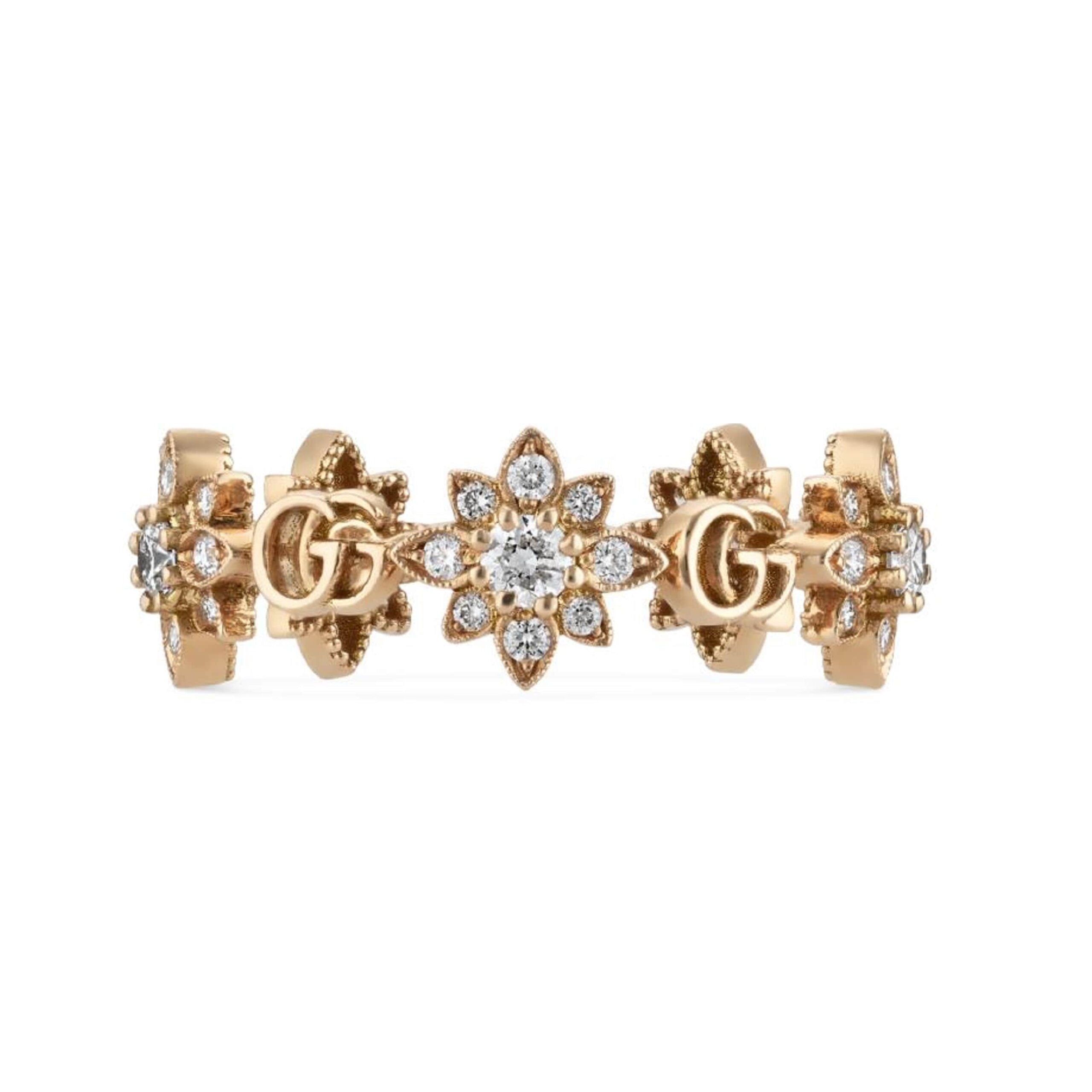 18ct Rose Gold Gucci Flora Ring - Ring Size M
