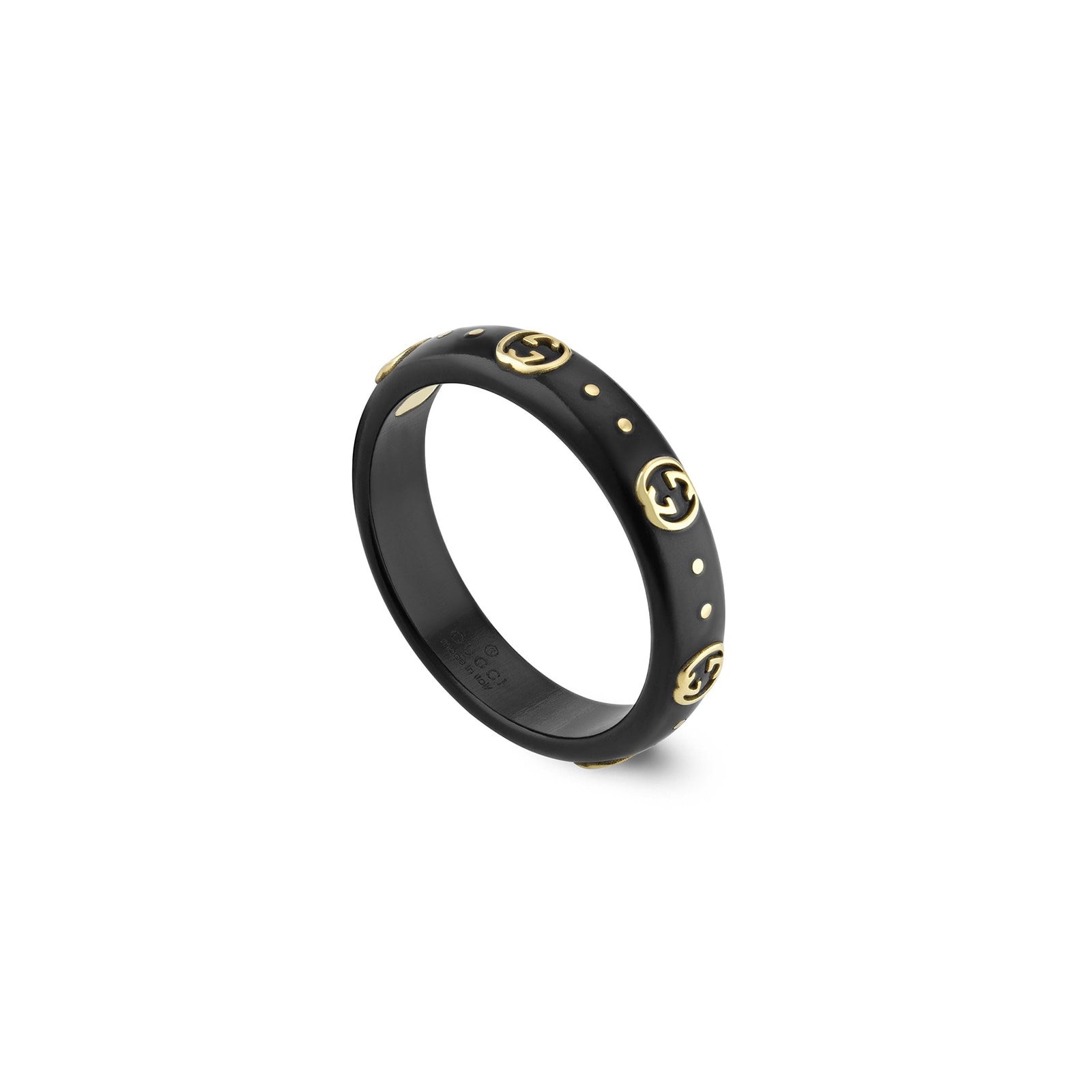 18ct Yellow Gold Icon Black Corundum 4mm Ring - Ring Size M