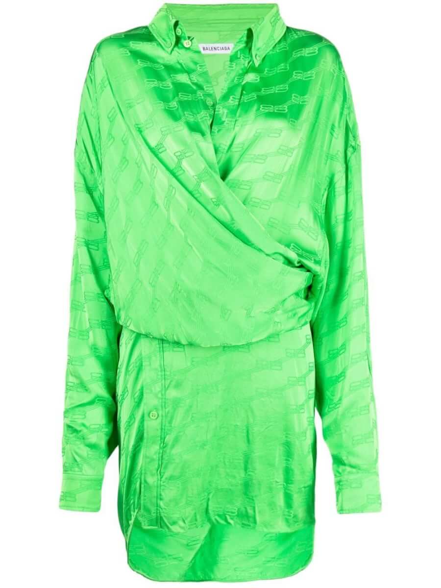 Balenciaga BB Monogram wrap dress - Green