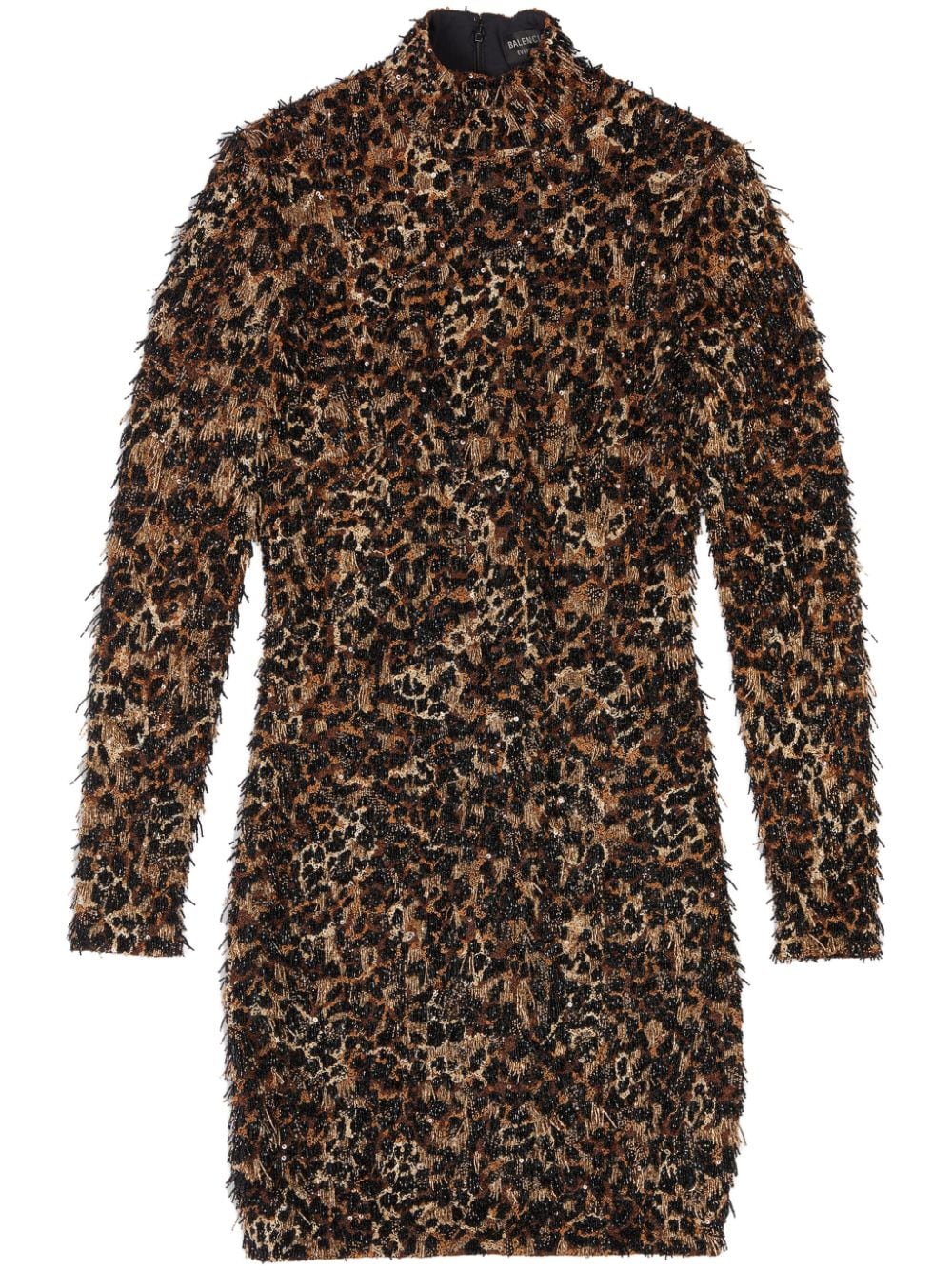 Balenciaga cheetah-print fringe mini dress - Brown