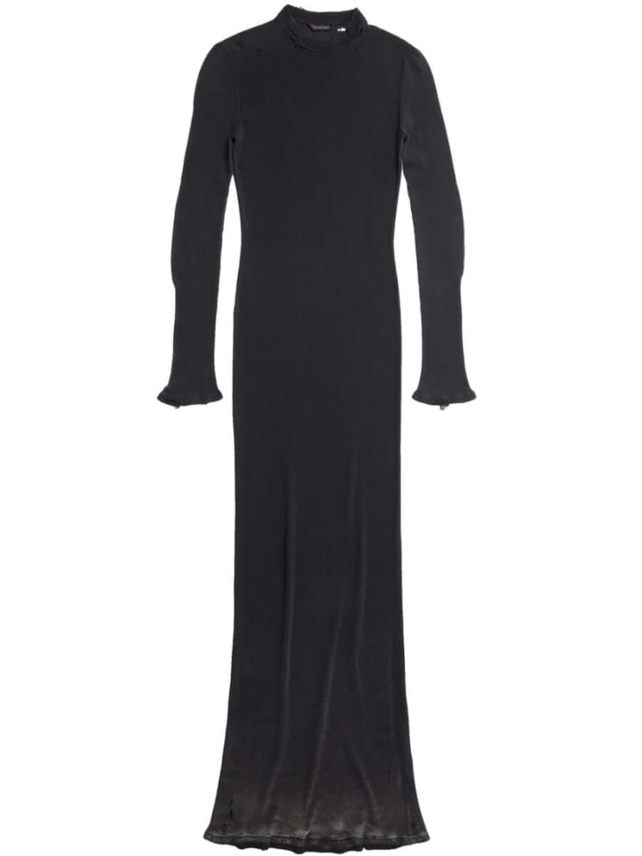 Balenciaga cut-out long-sleeve dress - Black
