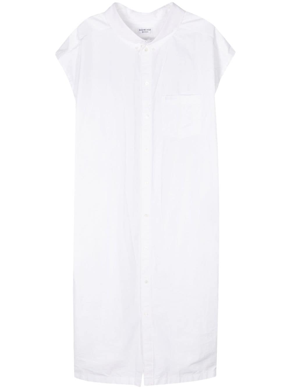 Balenciaga logo-embroidered shirt dress - White