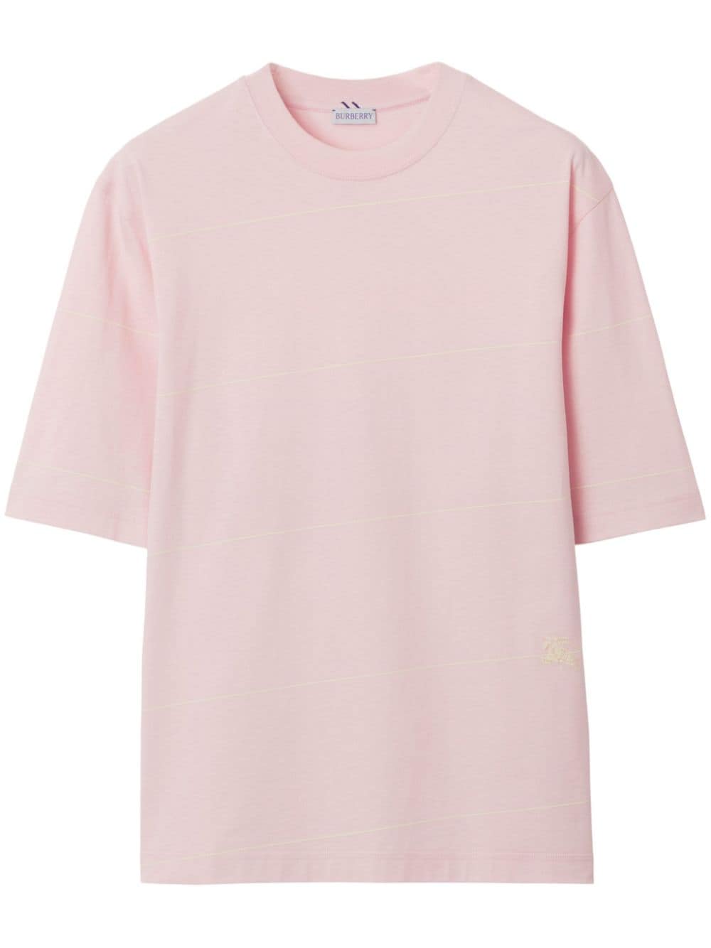 Burberry Equestrian Knight-embroidered striped T-shirt - Pink