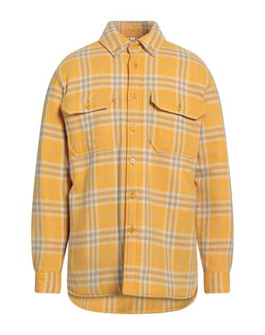 Burberry Man Shirt Ocher Size 38 Virgin Wool, Cotton