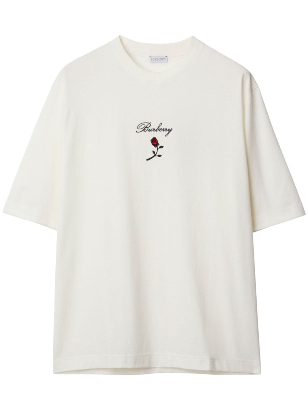 Burberry Rose flocked cotton T-shirt - White
