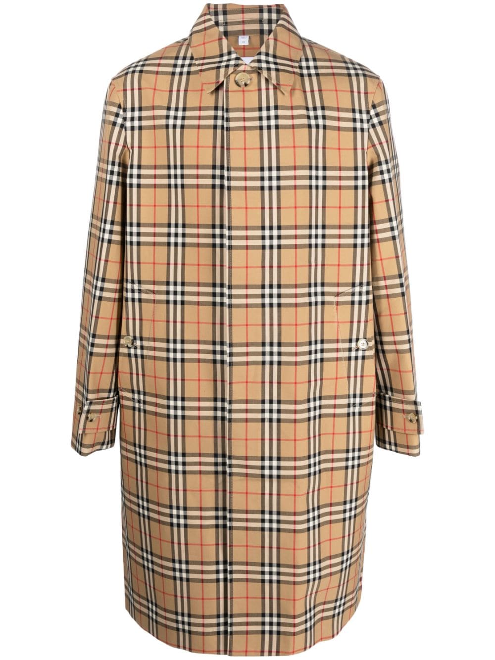 Burberry check-pattern cotton trench coat - Brown