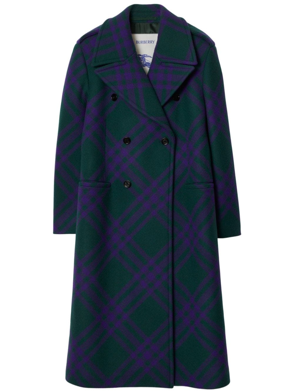 Burberry check-pattern double-breasted coat - Blue