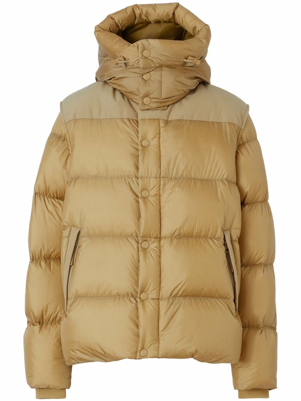 Burberry detachable sleeve hooded puffer jacket - Brown