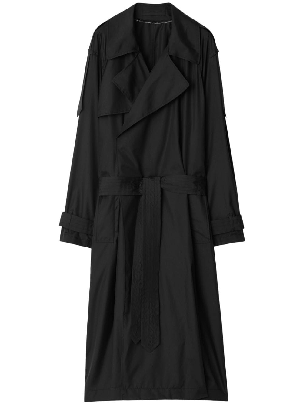 Burberry double-breasted silk trench coat - Black