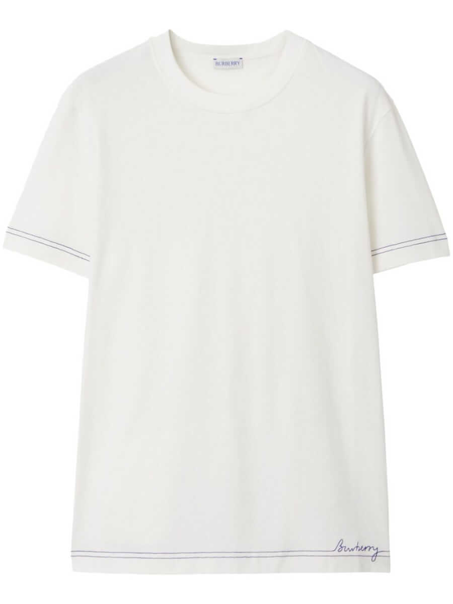 Burberry logo-embroidered organic cotton T-shirt - White