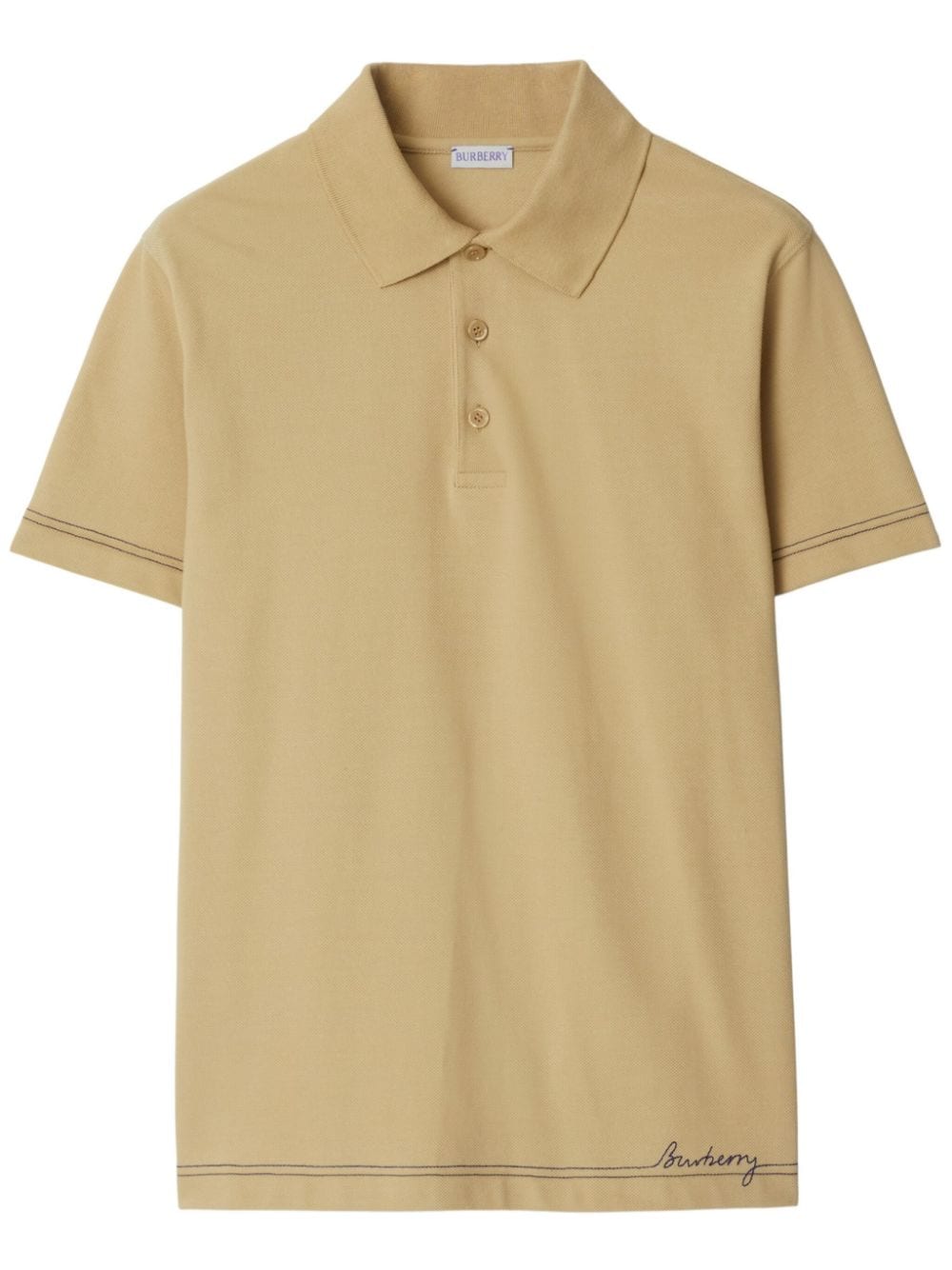 Burberry logo-embroidered polo shirt - Neutrals