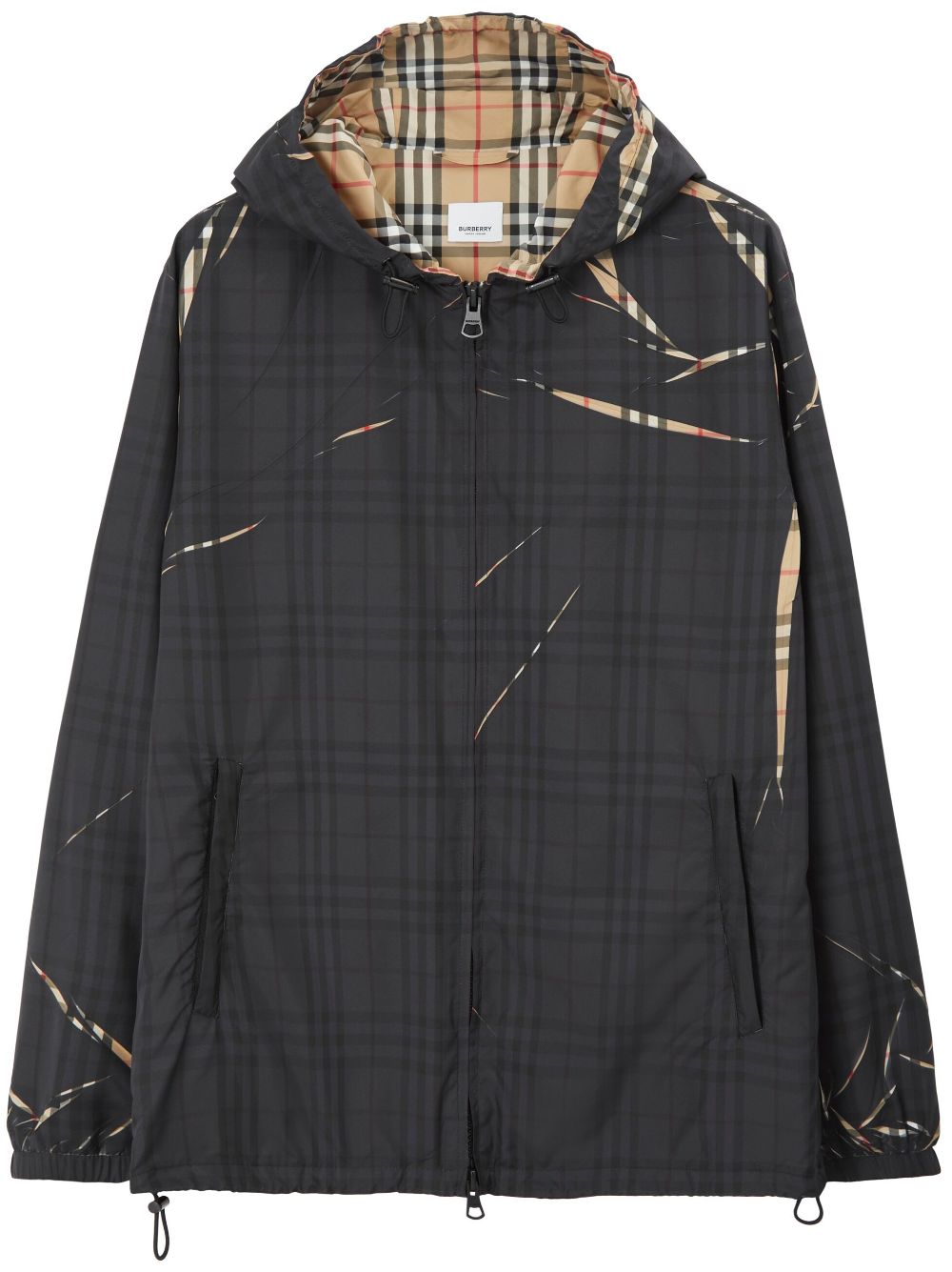 Burberry sliced check hooded jacket - Black
