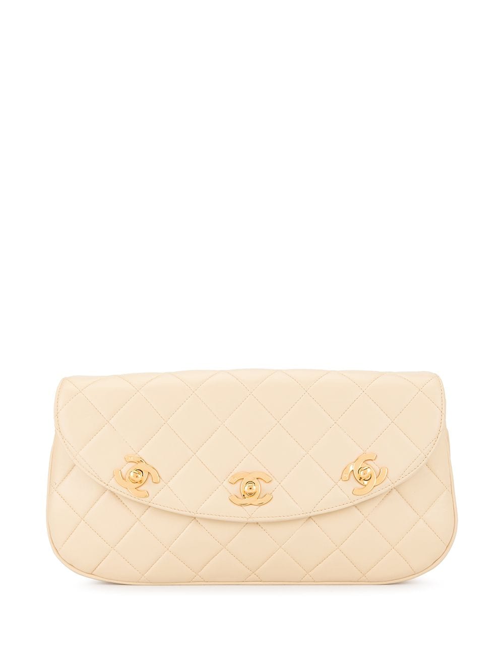 CHANEL Pre-Owned 1991-1994 CC quilted clutch bag - Neutrals