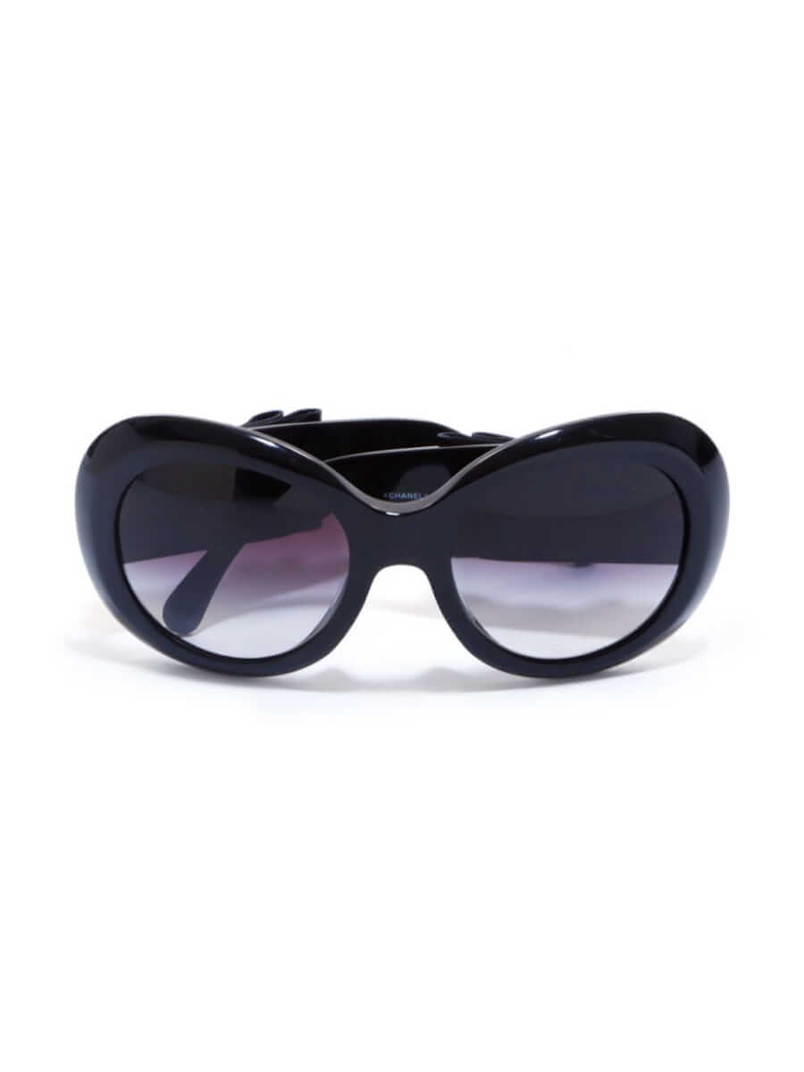 CHANEL Pre-Owned 2000s Ribbon round-frame sunglasses - Black