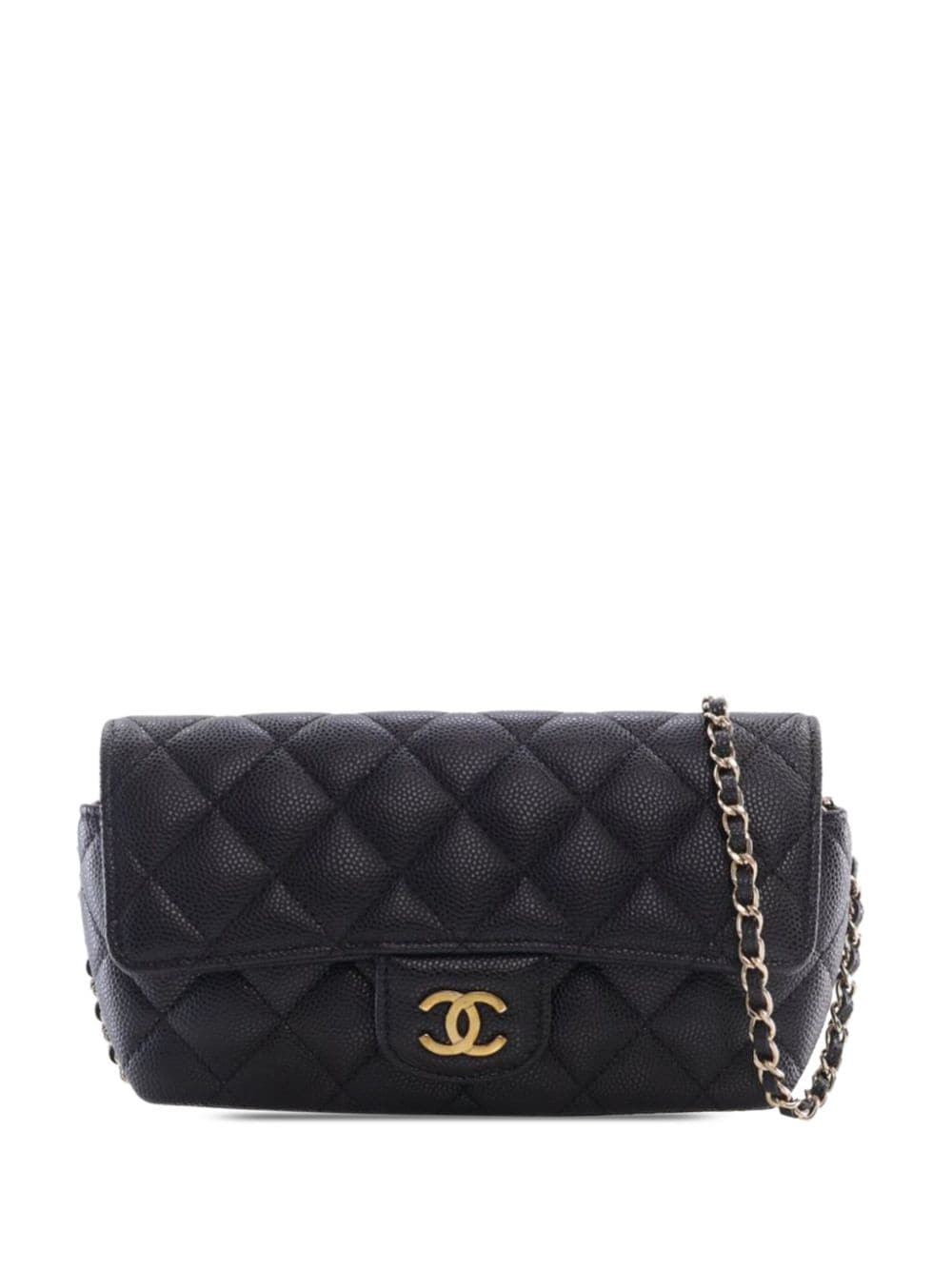 CHANEL Pre-Owned 2020 Quilted Caviar Sunglasses Case with Chain crossbody bag - Black
