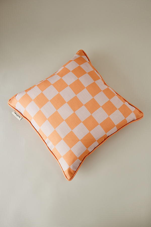 Colours of Arley Orange Check Cushion