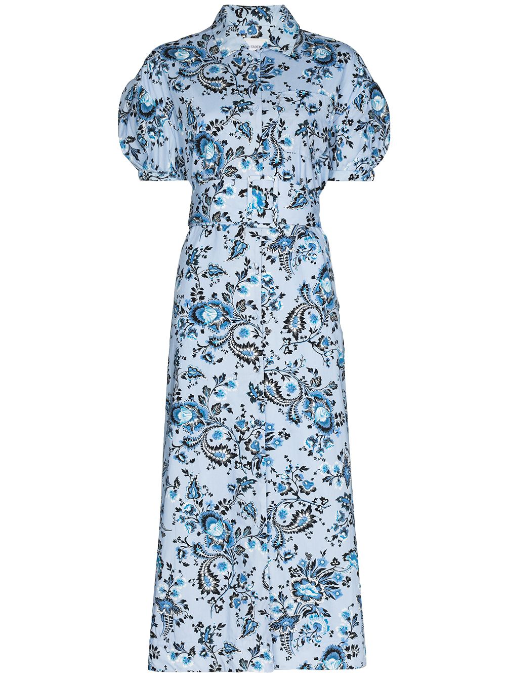 ERDEM Frederick floral-print cotton midi dress - Blue
