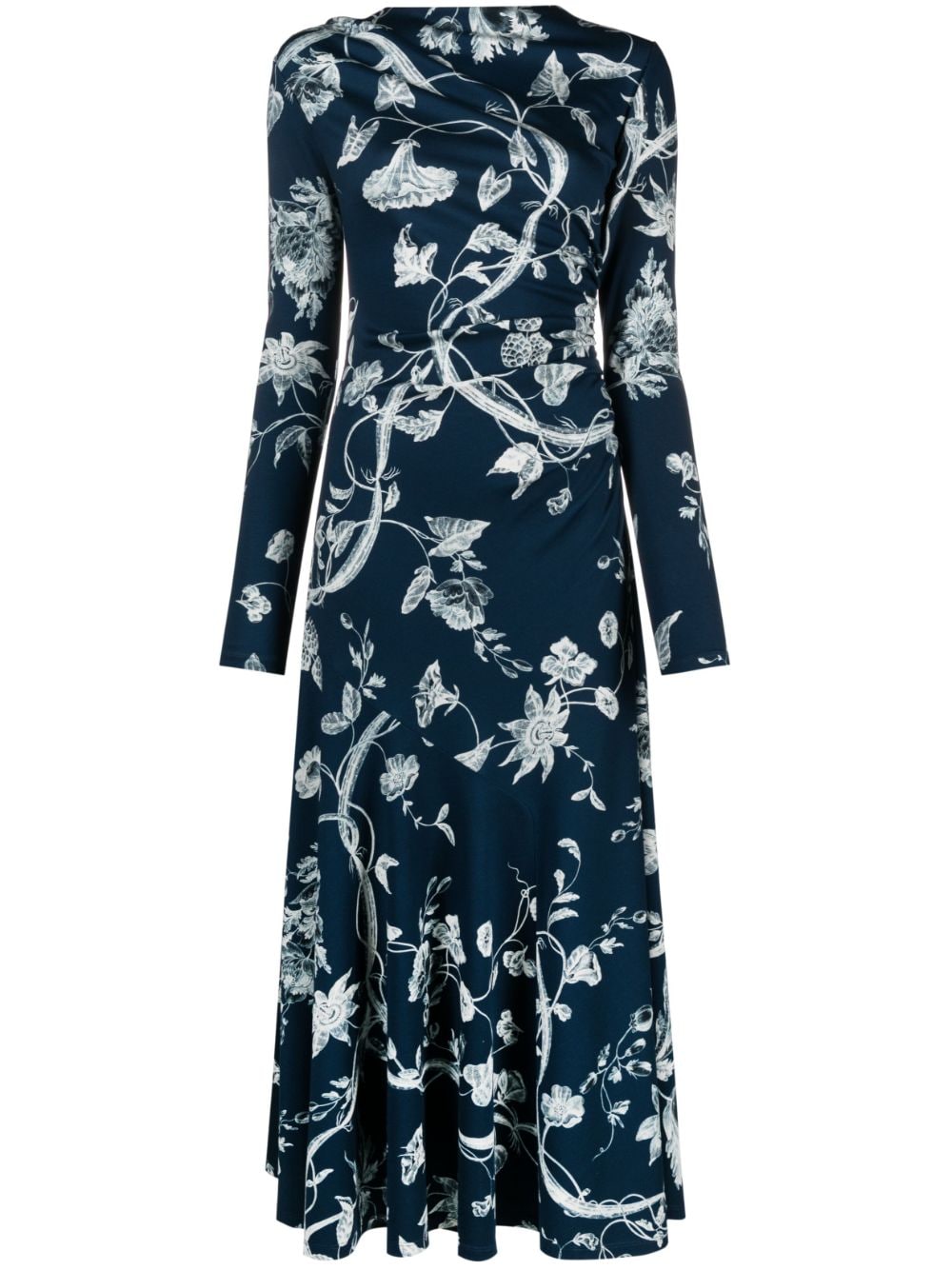 ERDEM Kleid floral-print midi dress - Blue