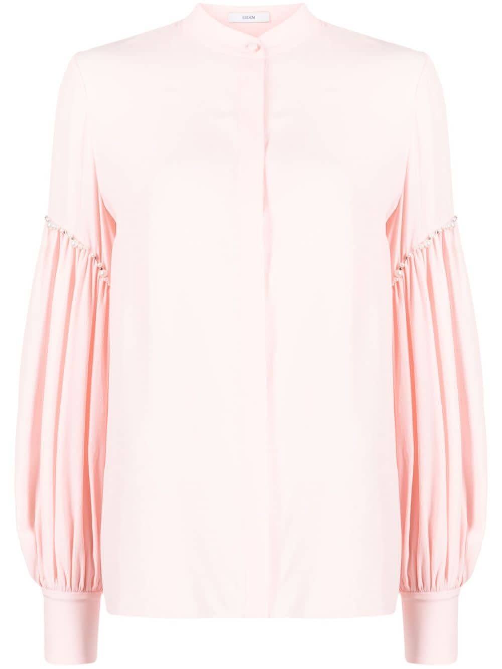 ERDEM faux-pearl embellished long-sleeve shirt - Pink