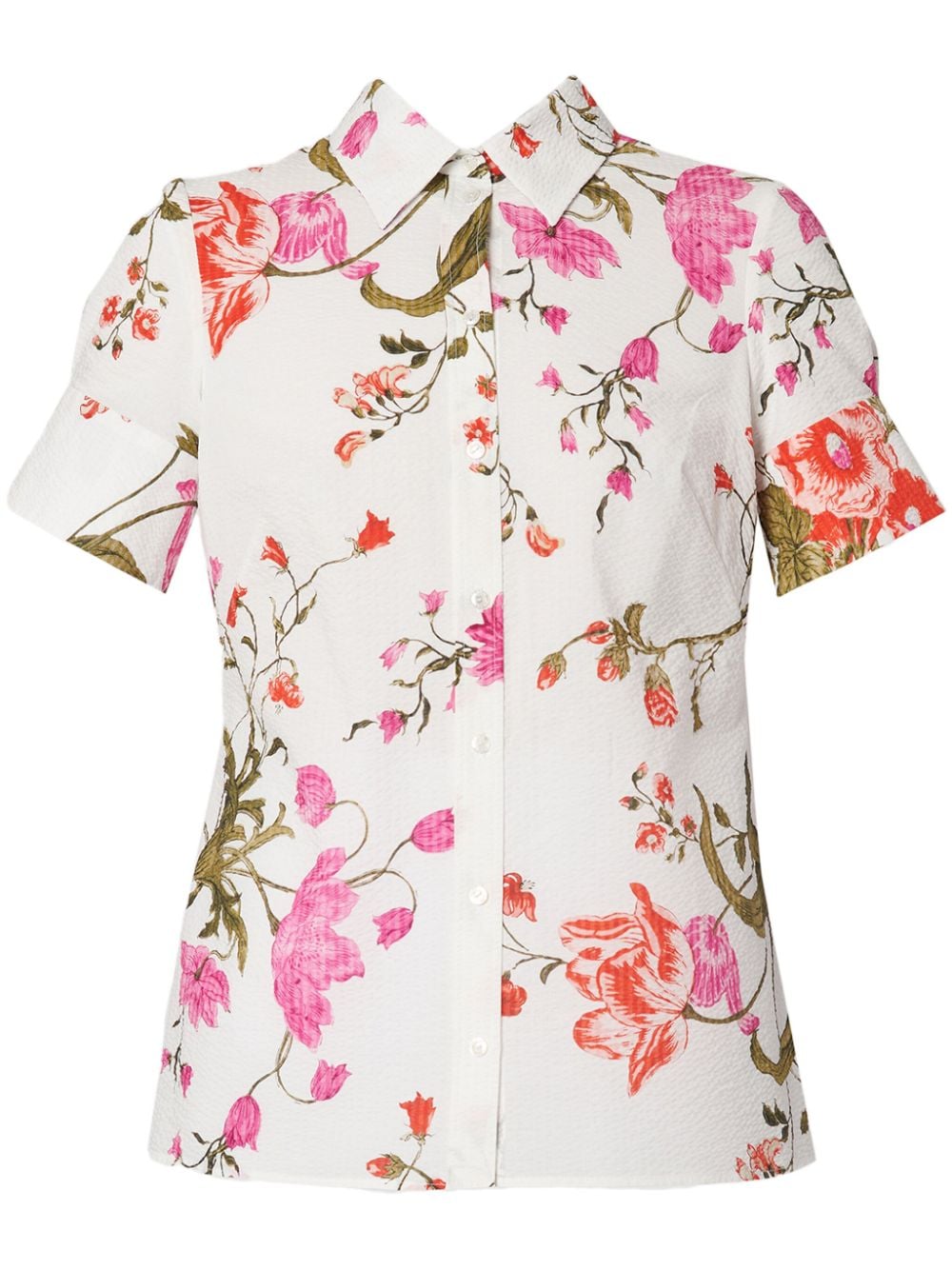 ERDEM floral-print seersucker shirt - White