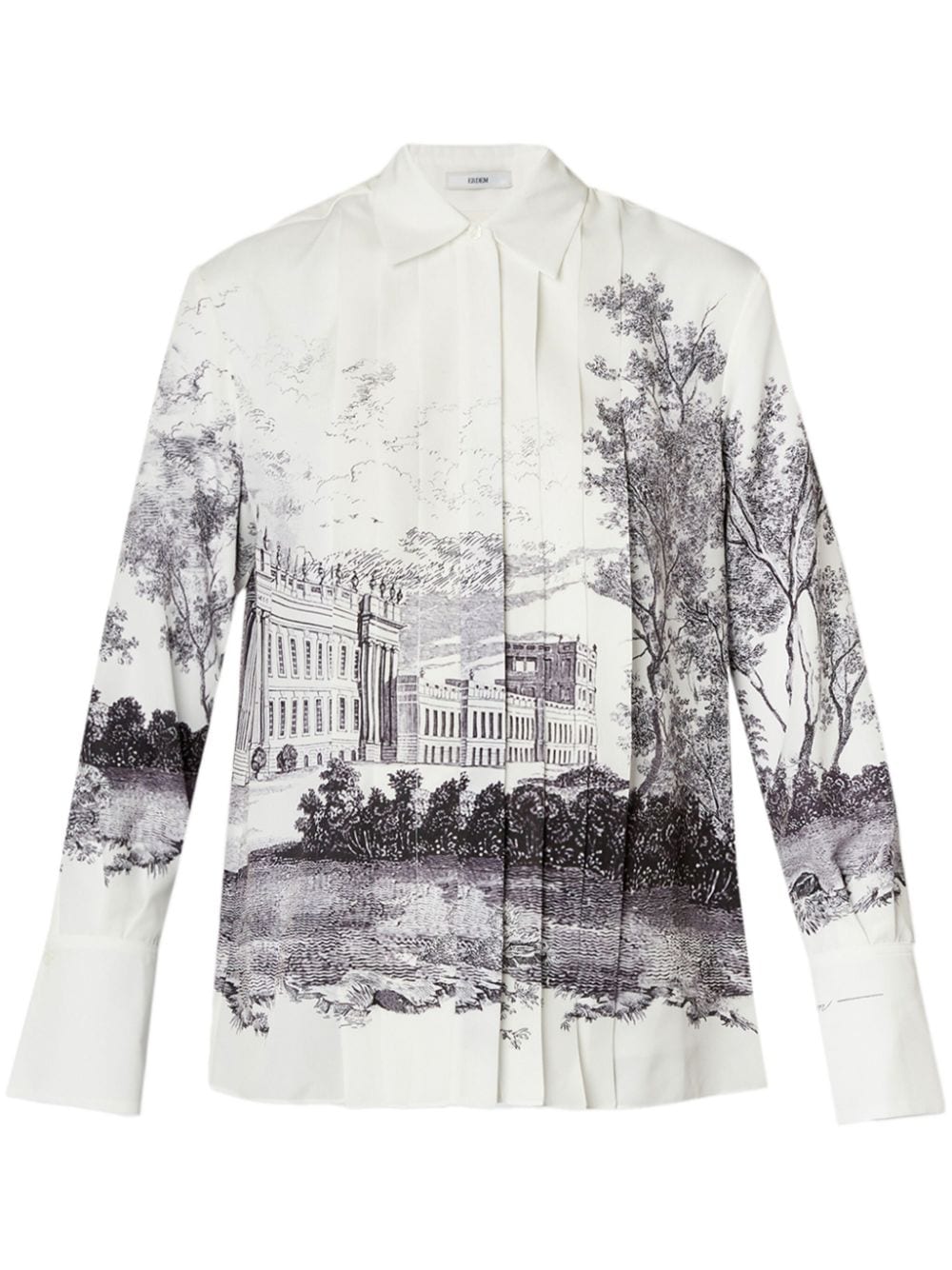 ERDEM graphic-print pleat-detail shirt - White
