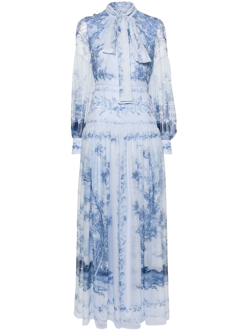 ERDEM graphic-print silk dress - Blue