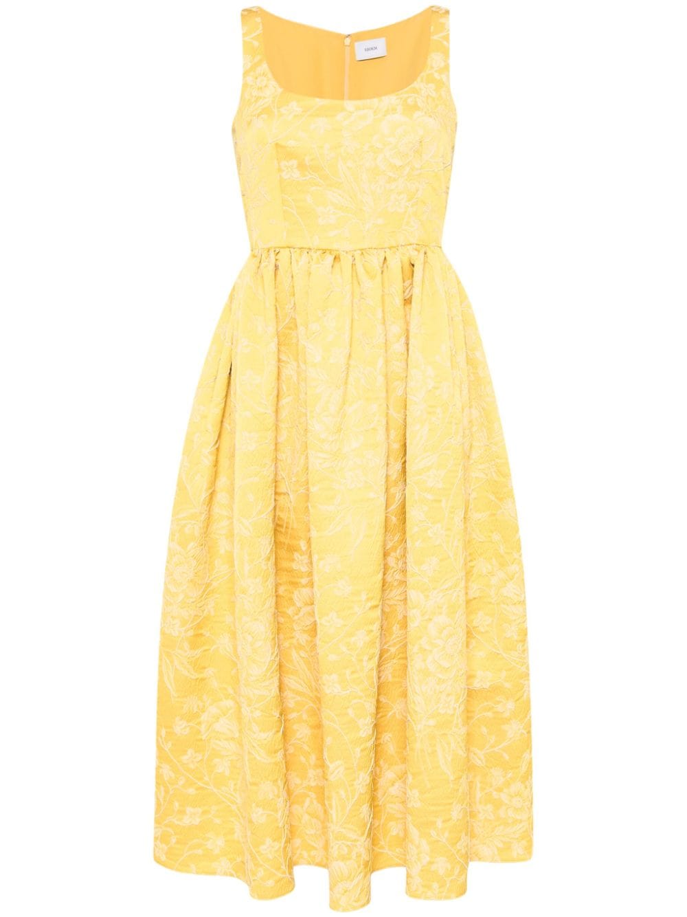 ERDEM patterned-jacquard flared midi dress - Yellow