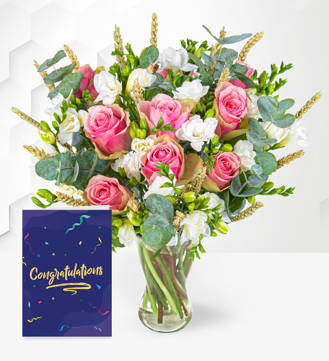 Freesia Fields with Congratulations Card