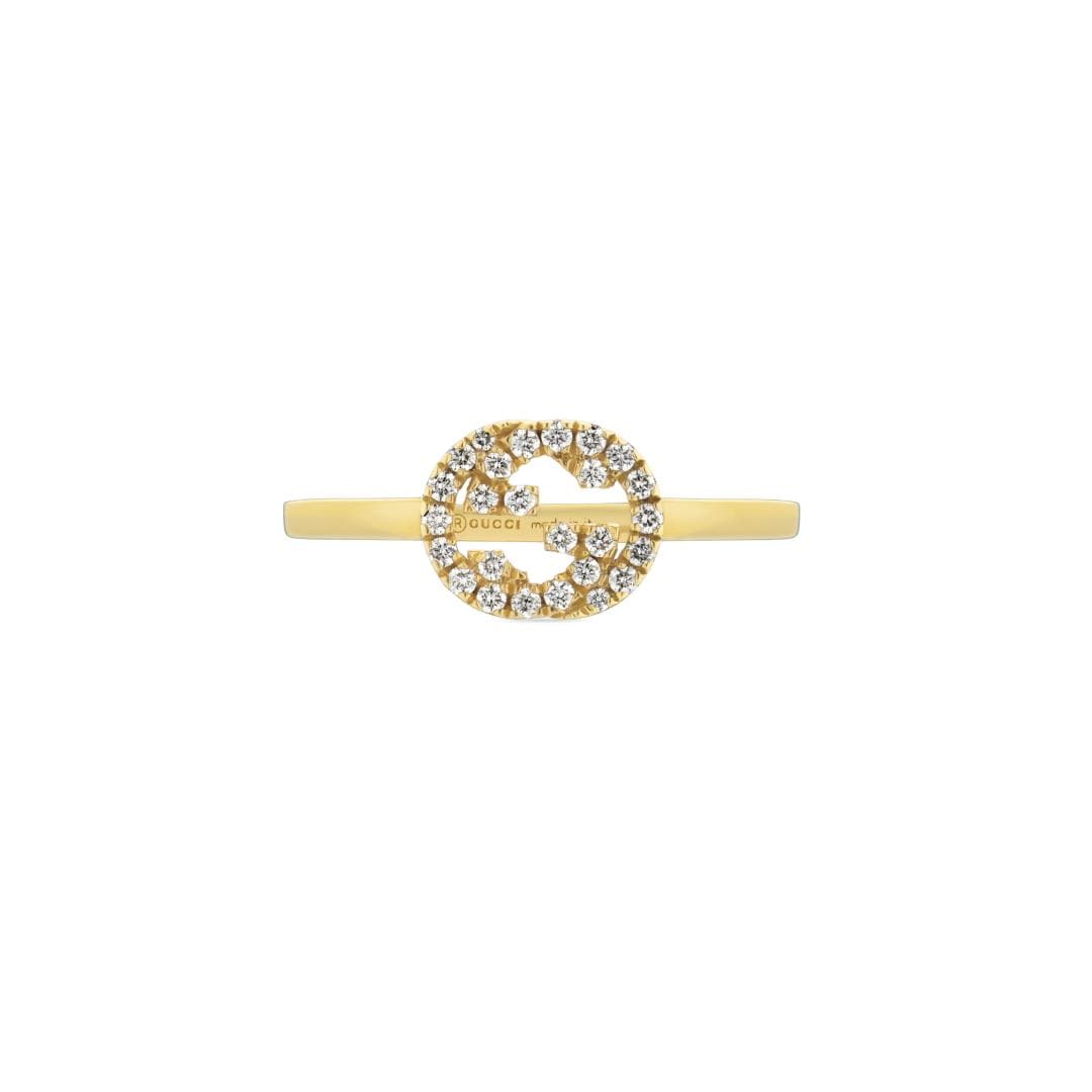 Interlocking G 18ct Yellow Gold 0.12ct Diamond Ring - Ring Size K