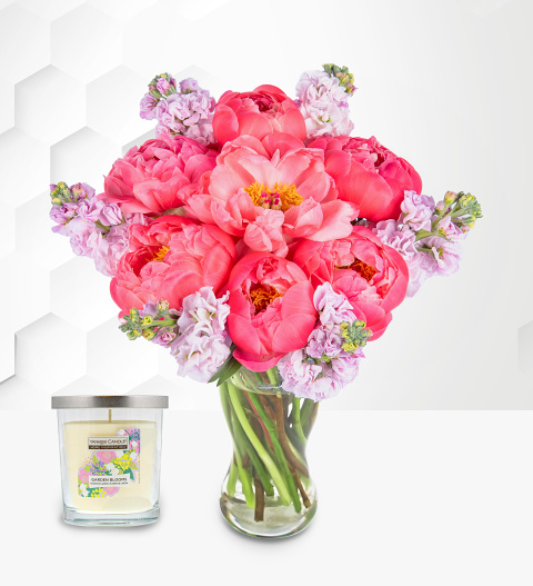 Paradise Peonies with Candle