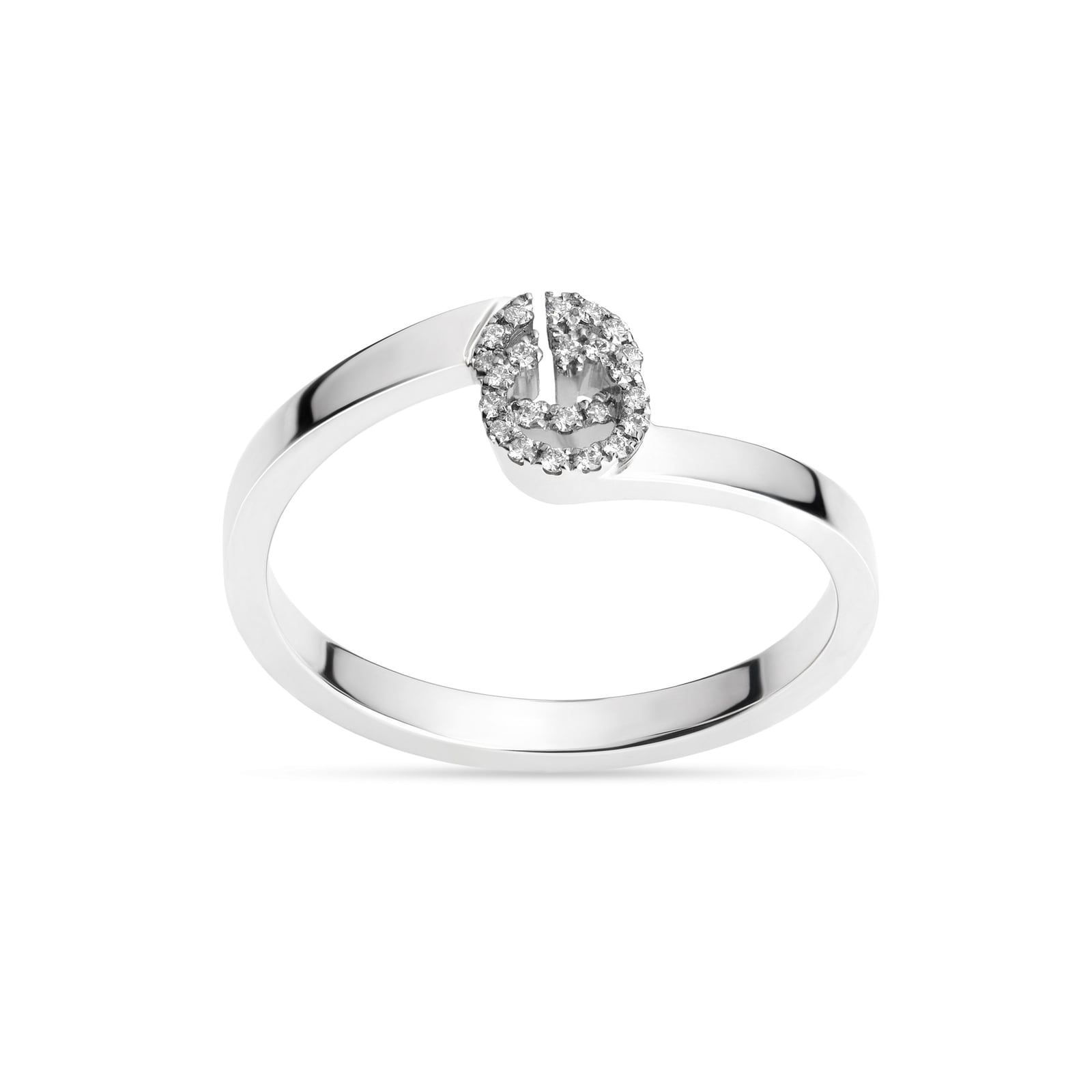 Running G Ring In 18ct White Gold With Diamonds - Ring Size M.5