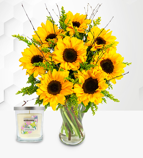 Sensational Sunflowers with Candle