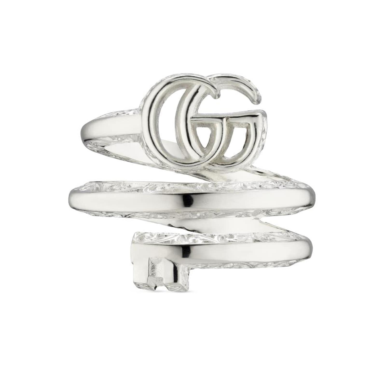 Sterling Silver GG Marmont Double Ring - Ring Size P
