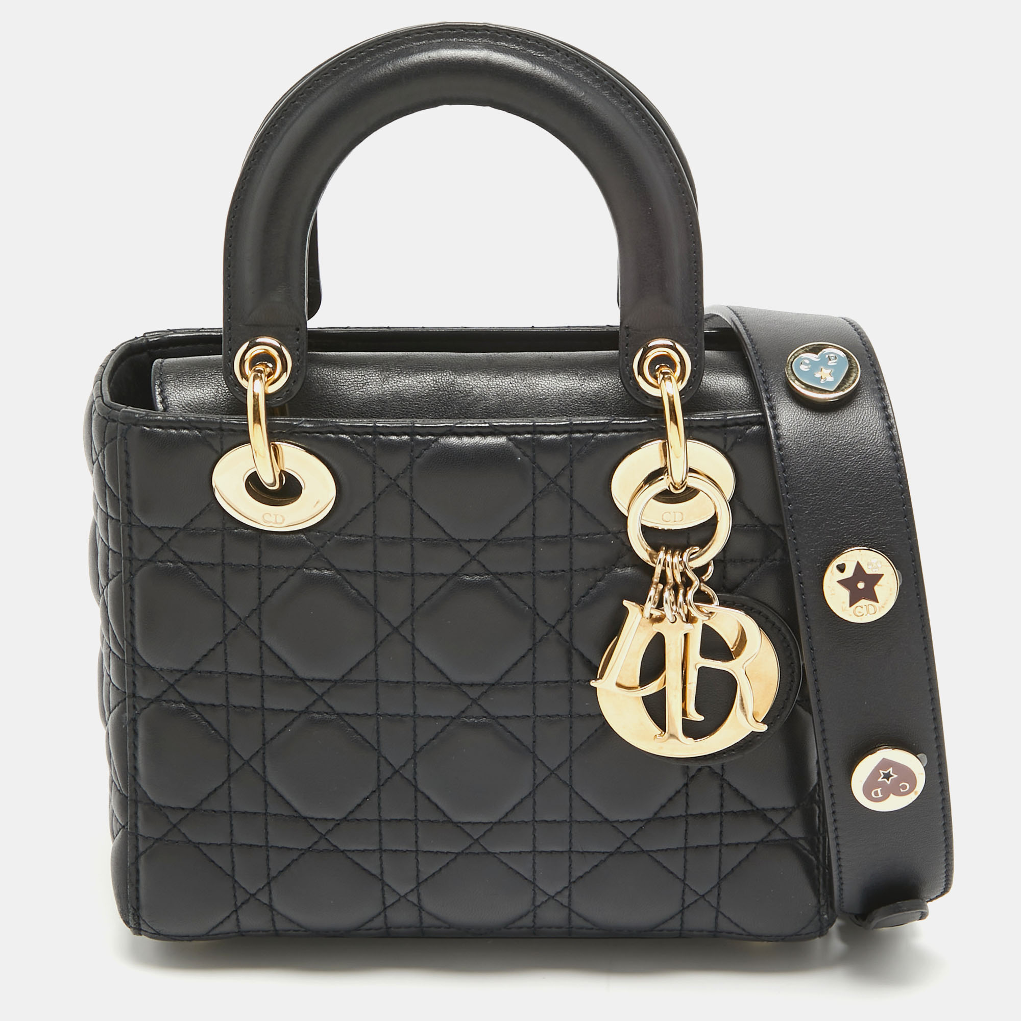 Dior Black Cannage Leather Small Lady Dior My ABCDior Bag
