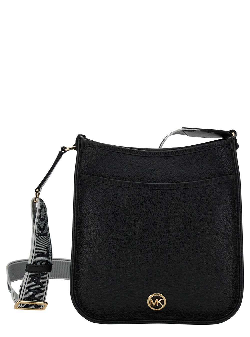 MICHAEL Michael Kors Black Crossbody Bag With Mk Logo Detail In Hammered Leather Woman
